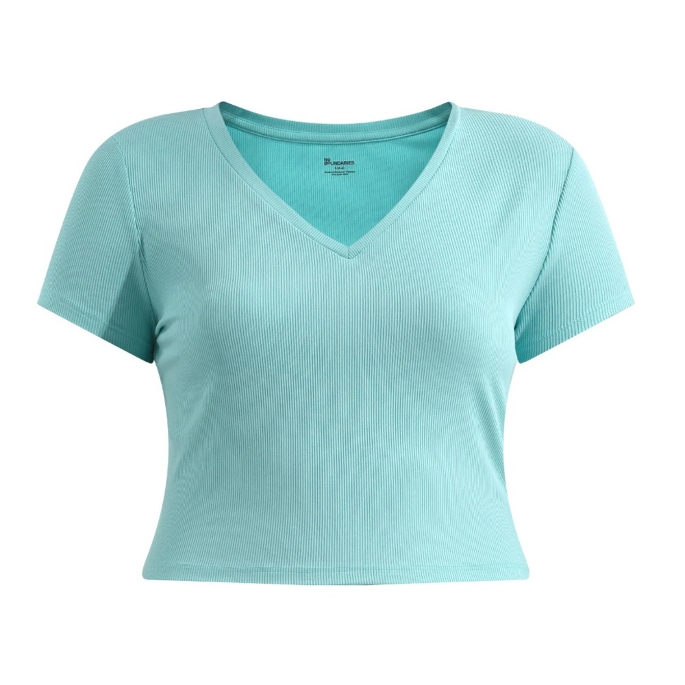 No Boundaries Light Blue Short Sleeve Crop Top Size Medium